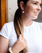 rock earring, simple earring, lightweight earring, everyday earring, cream earring